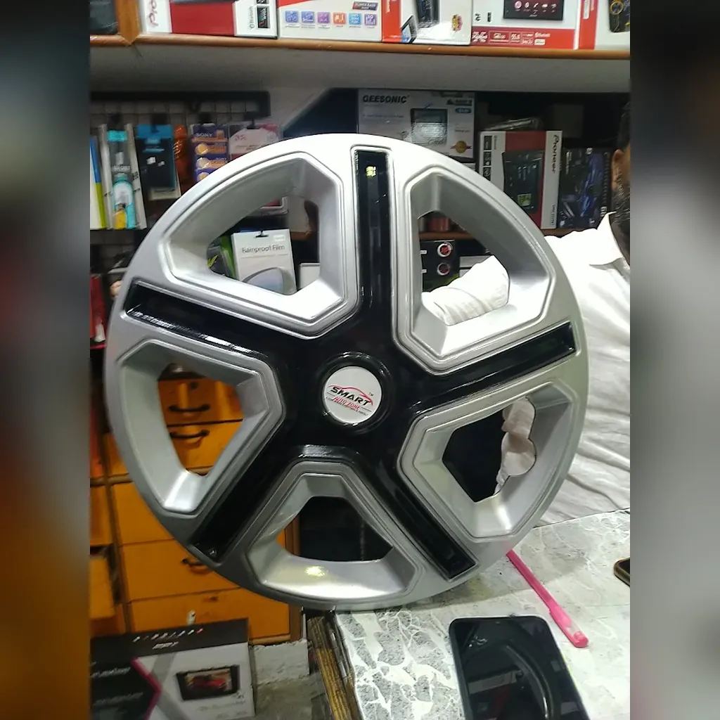 Black and silver wheel cover